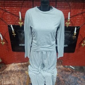 Silver Long Sleeve Top and Pants Set